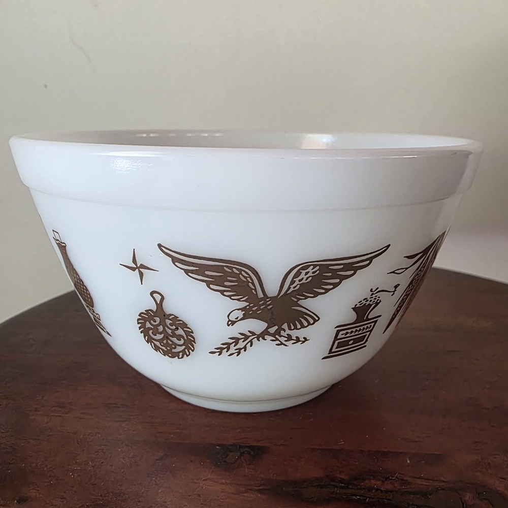 Pyrex White and Brown Mixing Bowl